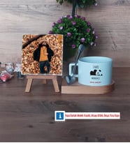 Sevimli Panda Fotoğraflı Dekoratif Taş, Kupa Bardak Beyaz Hediye (Model 8)