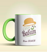 Kişiye Özel Babalar Günün Kutlu Olsun 5 Tasarım Siyah Kupa Bardak (Yeşil)