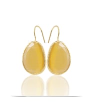Kadir Jewellery 22 Ayar Altın Kaplama Fosil Taşlı Küpe -El İşçiliği Ve Hipoalerjenik Küpe (Sarı)