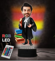 Doğum Günü Hediyesi,Sevgiliye Hediye, Kişiye Özel Fotoğraflı Avukat 2 Karikatür 3D Led Lamba (RGB)