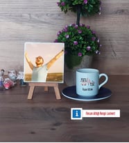 Paramedik Fotoğraflı Dekoratif Taş, Ahşap Altlıklı Türk Kahvesi Fincanı Hediye (Model 4)