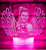 Sevgili için Hediye, Kişiye Özel Sevgiliye Hediye, Melek Kanatlı Resimli 3D Lamba (Pembe)