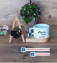 Öğretim Üyesi Kupa Bardak Beyaz ve Fotoğraflı Ahşap Anahtarlık Hediye Öğretmenler Günü Hediyesi (Model 8)