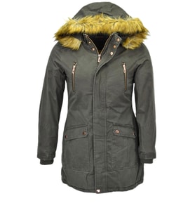 Kadın Spor Kanvas Kapüşonlu Parka M5300 BGL-ST03986 (Haki)