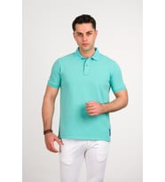TAŞ YIKAMA REGULAR FİT LACOST KUMAŞ POLO YAKA PAMUKLU ERKEK T-SHİRT (Su Yeşili)