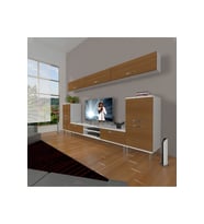 Decoraktiv Eko 9 Slm Dvd Krom Ayaklı Tv Ünitesi Tv Sehpası (Beyaz - Ceviz)