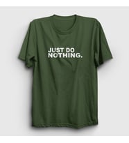 Presmono Unisex Sarı Just Do Nothing T-Shirt 404713tt (Haki)