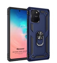 Microsonic Samsung Galaxy S10 Lite Kılıf Military Ring Holder (Lacivert)