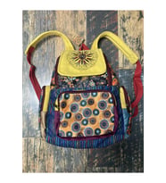 Patchwork Tasarım Etnik Otantik Sırt Çantası Günlük Seyahat Kullanım (Beyaz-Gri)