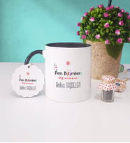 Fen Bilimleri Öğretmeni Kupa Bardak ve Anahtarlık (Siyah)