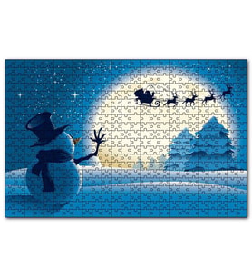 Cakapuzzle Kış Noeli Kardan Adam Ağaçlar Ayışığı  Puzzle Yapboz MDF (Ahşap) (255 Parça)