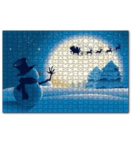 Cakapuzzle Kış Noeli Kardan Adam Ağaçlar Ayışığı  Puzzle Yapboz MDF (Ahşap) (255 Parça)