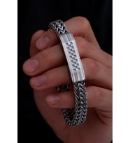 Erkek Çelik Bileklik - Bukle Model Çift Sıra Örüm Zincir Çelik Bileklik 875098601347 875098601346 (Gümüş)