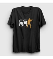Presmono Unisex Beyaz Logo Oyun Counter Strike Cs Go T-Shirt 323380tt (Siyah)