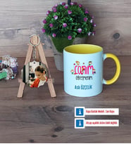 Öğretmenler Günü Hediyesi Kupa Bardak Beyaz ve Fotoğraflı Ahşap Anahtarlık Hediye (Model 7)