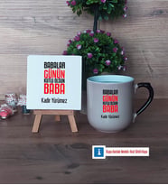 Babalar Günü Hediyesi Dekoratif Taş, Kupa Bardak Kırmızı Hediye Babaya Hediye (Model 9)