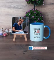 Erkek Kardeş Fotoğraflı Dekoratif Taş, Kupa Bardak Beyaz Hediye (Model 4)