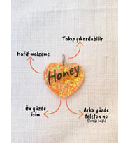 Kalp Şeklinde Kedi/ Köpek- İsimliği/ Künyesi (Turuncu)