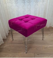 Modern Dilim Puf Ayakucu Puf Gümüş Metal Ayak (45*45) (Mor)