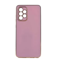 Samsung Galaxy A52 Kılıf Kenarları Gold Kamera Korumalı Renkli Pastel Silikon Açık Yeşil BARK (Mor)