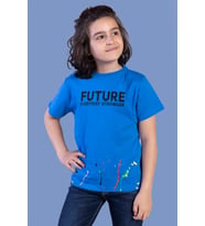 Toontoy Erkek Çocuk Püskürtme Baskılı Tişört (Saks)