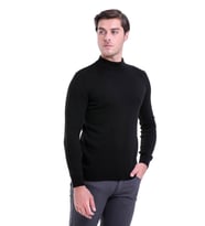 Hatemoğlu Siyah Yarım Balıkçı Regular Fit Triko Kazak (A.Siyah)