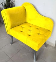 Yeni Model Tekli Köşe Koltuğu Josefin Bench Gümüş Ayak (Sarı)