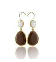 Kadir Jewellery 22 Ayar Altın Kaplama Kadın Sallantılı Küpe -El İşçiliği Ve Hipoalerjenik Küpe (Kahverengi)