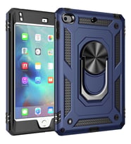 Apple  iPad Mini 4 Kılıf Yüzüklü Tank Zırhlı Mıknatıslı Standlı Silikon Kapak (Mavi)