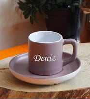 Kişiye Özel Renkli Fincan Seti & 16 Farklı Renk Seçeneği (Sütlü Kahve)