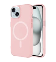 iPhone 15 Kılıf Magsafe Şarj Özellikli Buzlu Transparan C-Pro Sert Kılıf (Pembe)