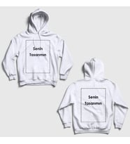 Presmono Unisex Gri Kendin Tasarla Kişiye Özel Sırt Baskılı Kapüşonlu Sweatshirt 519248tt (Beyaz)