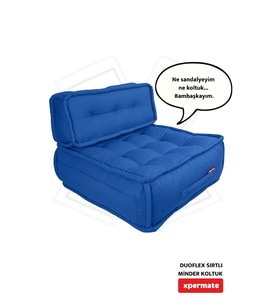 Xpermate DuoFlex Sırtlı Minder Koltuk İskandinav Tarzı Ergonomik  Sırtlıklı Oturma Minderi 80x80x30 (Mavi)