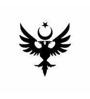 Çift Başlıklı Kartal ve Ay Yıldız Sticker siyah 15x15 CM (Siyah-Siyah)