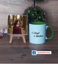 İsme Özel Fotoğraflı Dekoratif Taş, Kupa Bardak Beyaz Hediye (Model 14)