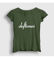 Presmono Kadın Sarı Logo Deftones T-Shirt 139061tt (Haki)