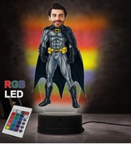 Doğum Günü Hediyesi,Sevgiliye Hediye, Kişiye Özel Fotoğraflı Batman Karikatür 3D Led Lamba (RGB)