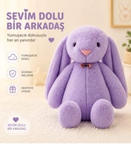 Uzun Kulak Uyku Arkadaşım Bunny Peluş Tavşan 65 cm - Çocuğunuzun Uyku Arkadaşı (Lila)