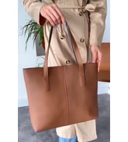 BC Barse Collection Sert Tote Kadın Omuz Çantası (Kahverengi)