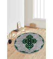 Dijital Baskılı Kaymaz Taban Yıkanabilir Yuvarlak Salon Halısı Koridor Halısı Paspas NDY-SD-1086 (Yeşil)