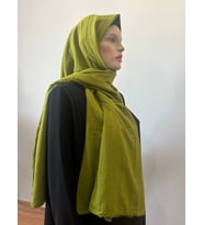 Moda Kaşmir Safir Pamuklu Şal (Yağ Yeşili)
