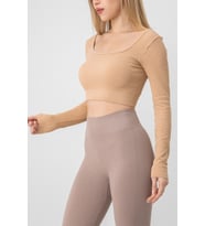 DoReMi Seamless Straplez Uzun Kollu Fitilli Büstiyer (Camel)