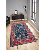 Dijital Baskılı Yıkanabilir Kaymaz Modern Renkli Salon Halısı Mutfak Halısı Yolluk ND-HY-891 (Lacivert)