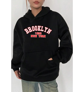 Unisex Brooklyn Baskılı Bisiklet Yaka Sweatshirt (Antrasit)