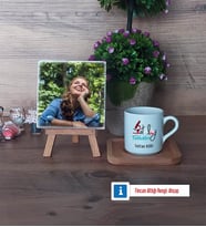 Patoloji Teknikeri Fotoğraflı Dekoratif Taş, Ahşap Altlıklı Türk Kahvesi Fincanı Hediye Tıp Bayramı Hediyesi (Model 1)