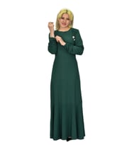 Kadın Bürümcük Uzun Kol Elbise BGL-ST03723 (Yeşil)
