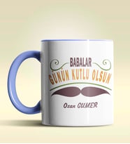 Kişiye Özel Babalar Günün Kutlu Olsun 6 Tasarım Siyah Kupa Bardak (Mavi)