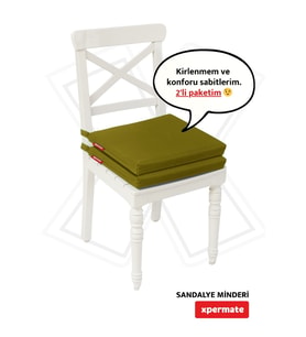 XPERMATE Fermuarlı 2'li Sandalye Minderi Su İtici Kumaş 40x40 cm Sünger Sandalye Minderi Bağcıklı (Turkuaz)