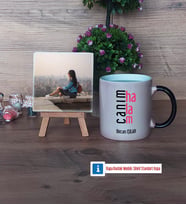 Halaya Hediye Fotoğraflı Dekoratif Taş, Kupa Bardak Beyaz Hediye (Model 9)