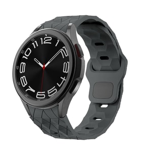 Galaxy Watch 5 40mm KRD-116 20mm Futbol Desenli Spor Tasarımlı Silikon Kordon (Koyu Gri)